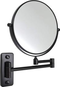 img 4 attached to 💄 KAIIY Matte Black Wall Mounted Makeup Mirror - Extends 8'', Two-Sided Swivel 5X Magnification, Ideal for Bathroom, Hotel, and Cosmetic Use