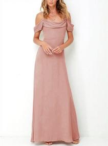 img 4 attached to CLOTHKNOW Dusty Rose Bridesmaid Dresses Cowl Neck Women Junior Girls Party Gowns