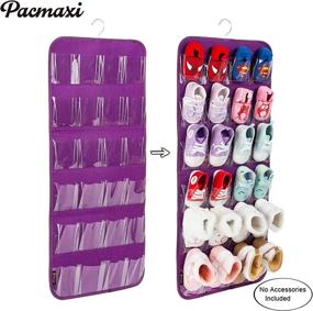 img 3 attached to Purple Felt Baby Shoe Organizer With Hanger - Stores 12 Pairs Of Boys And Girls' Shoes Over The Door By PACMAXI