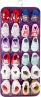 purple felt baby shoe organizer with hanger - stores 12 pairs of boys and girls' shoes over the door by pacmaxi logo