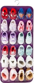 img 4 attached to Purple Felt Baby Shoe Organizer With Hanger - Stores 12 Pairs Of Boys And Girls' Shoes Over The Door By PACMAXI