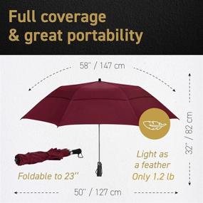 img 3 attached to EEZ-Y Крупногабаритный зонт для гольфа - 58-дюймовый двойной навес с прочной ветрозащитной конструкцией, складной до 23 дюймов для путешествий, ударопрочный зонт от дождя