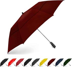 img 4 attached to EEZ-Y Крупногабаритный зонт для гольфа - 58-дюймовый двойной навес с прочной ветрозащитной конструкцией, складной до 23 дюймов для путешествий, ударопрочный зонт от дождя