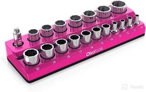 img 4 attached to 🔧 Magnetic Socket Holder - 1/2-inch Drive, Metric, Pink - Holds 19 Sockets - Professional Tools Organizer - Olsa Tools