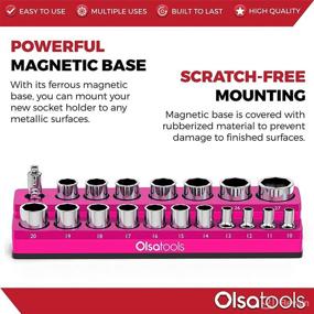 img 1 attached to 🔧 Magnetic Socket Holder - 1/2-inch Drive, Metric, Pink - Holds 19 Sockets - Professional Tools Organizer - Olsa Tools