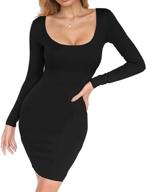 women's midi bodycon dress: haola scoop neck long sleeve party club strench dress logo
