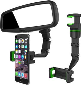 img 4 attached to 🚗 Enhance Your Driving Experience with MuiSci Car Phone Holder Rearview Mirror Mount - 360° Rotating Cradle for All Phones (Green)