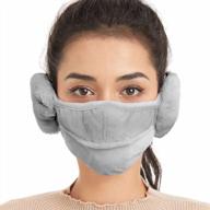 stay warm and safe this winter with unisex fleece mouth mask with earflap and breathing holes - grey logo