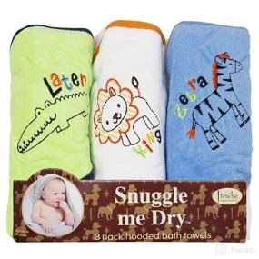img 4 attached to 👶 Frenchie Mini Couture Hooded Bath Towels for Babies - 3 Pack Wild Animal Design Baby Bath Towel Set - Boy - 80% Cotton/20% Polyester