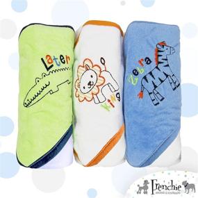 img 3 attached to 👶 Frenchie Mini Couture Hooded Bath Towels for Babies - 3 Pack Wild Animal Design Baby Bath Towel Set - Boy - 80% Cotton/20% Polyester