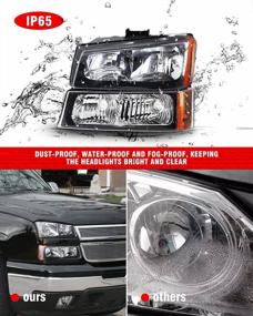img 1 attached to Black Housing Amber Reflector Headlights Assembly For 2003-2007 Chevy Silverado And 2002-2006 Chevy Avalanche With Bumper Lamp - Driver And Passenger Side By PetGirl