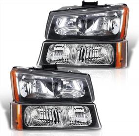 img 4 attached to Black Housing Amber Reflector Headlights Assembly For 2003-2007 Chevy Silverado And 2002-2006 Chevy Avalanche With Bumper Lamp - Driver And Passenger Side By PetGirl