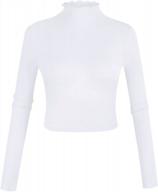 ribbed lettuce trim mock neck long sleeve crop top for women by popzone - perfect for trendy fashionistas! logo