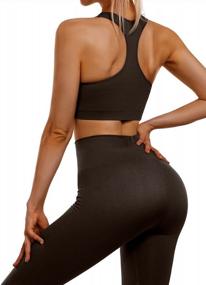 img 1 attached to Sportneer Seamless Ribbed Workout Set For Women With Notch Neckline Sports Bra And High Waist Leggings - Perfect For Gym, Yoga And Sports