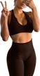 sportneer seamless ribbed workout set for women with notch neckline sports bra and high waist leggings - perfect for gym, yoga and sports logo