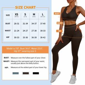 img 2 attached to Sportneer Seamless Ribbed Workout Set For Women With Notch Neckline Sports Bra And High Waist Leggings - Perfect For Gym, Yoga And Sports