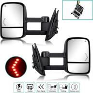 ๐ powerful towing mirrors: fit 2007-2014 chevy silverado tahoe suburban avalanche gmc sierra yukon - signal light, heated & extendable pair set! logo
