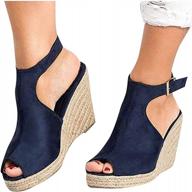 women's ankle strap open toe wedge sandals casual soft platform strappy shoes logo
