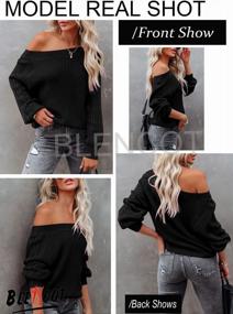 img 3 attached to Stylish Off The Shoulder Sweaters: BLENCOT Women'S Cable Knit Pullover Tops