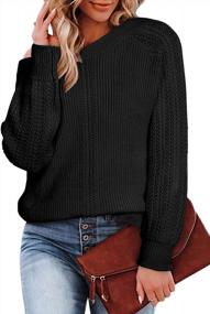 img 4 attached to Stylish Off The Shoulder Sweaters: BLENCOT Women'S Cable Knit Pullover Tops