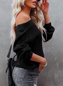 img 1 attached to Stylish Off The Shoulder Sweaters: BLENCOT Women'S Cable Knit Pullover Tops