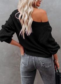 img 2 attached to Stylish Off The Shoulder Sweaters: BLENCOT Women'S Cable Knit Pullover Tops