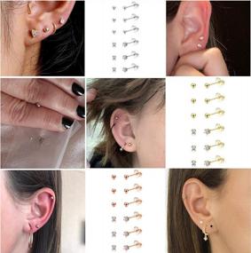 img 3 attached to Sllaiss 6 Pairs Sterling Silver Tiny Ball Stud Earrings For Women Girls Round CZ Earrings Set