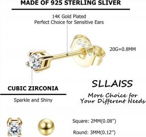 img 2 attached to Sllaiss 6 Pairs Sterling Silver Tiny Ball Stud Earrings For Women Girls Round CZ Earrings Set