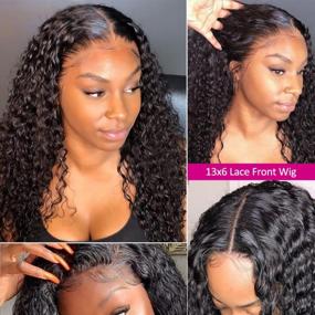 img 1 attached to 16 Inch Hermosa 13X6 Deep Wave Lace Front Human Hair Wig - 180% Density, PrePlucked With Baby Hair For Black Women