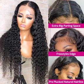 img 2 attached to 16 Inch Hermosa 13X6 Deep Wave Lace Front Human Hair Wig - 180% Density, PrePlucked With Baby Hair For Black Women