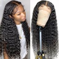 16 inch hermosa 13x6 deep wave lace front human hair wig - 180% density, preplucked with baby hair for black women logo