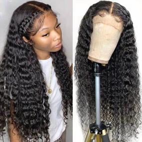 img 4 attached to 16 Inch Hermosa 13X6 Deep Wave Lace Front Human Hair Wig - 180% Density, PrePlucked With Baby Hair For Black Women