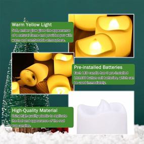 img 1 attached to Neween Flameless Votive Candles, Battery Operated Flameless LED Tea Lights In Warm White, Pack Of 12, Realistic And Bright Electric Fake Candle For Wedding, Halloween, Christmas, Birthday