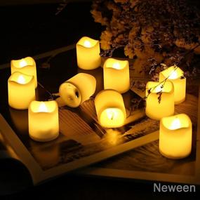 img 3 attached to Neween Flameless Votive Candles, Battery Operated Flameless LED Tea Lights In Warm White, Pack Of 12, Realistic And Bright Electric Fake Candle For Wedding, Halloween, Christmas, Birthday