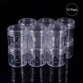 img 3 attached to 12 упаковок по 40 мл пустых прозрачных пластиковых контейнеров для хранения бусин с закругленными завинчивающимися крышками для бусин, дизайна ногтей, блесток, макияжа, косметики и дорожного крема - BENECREAT 1,7 "X1,73
