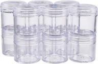 12 pack 40ml empty clear plastic bead storage containers with rounded screw-top lids for beads, nail art, glitter, make up, cosmetics and travel cream - benecreat 1.7"x1.73 logo