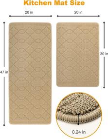 img 2 attached to Non-Slip Kitchen Mats - Set Of 2 Flower Pattern Design Kitchen Rug Mats, Machine Washable & Durable For Home, Dining, Hallway, Laundry - Beige, 20"X47"+20"X30" - By SMARTAKE