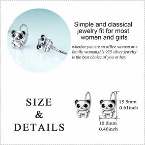 img 2 attached to Sterling Silver Panda Dangle Hoop Earrings - Cute Small Black Panda Bear Leverback Jewelry Gifts For Women And Teens