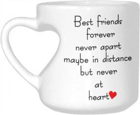 img 4 attached to Best Friends Distance Coffee Mug - Heart-Shaped Ceramic Cup With Sayings, 'Best Friends Forever Never Apart', Unique And Funny Gifts For Mom, Birthday And Mother'S Day - InterestPrint