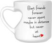 best friends distance coffee mug - heart-shaped ceramic cup with sayings, 'best friends forever never apart', unique and funny gifts for mom, birthday and mother's day - interestprint logo
