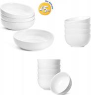 complete dinnerware set: le tauci white bowls for pasta, soup, cereal, and dessert logo