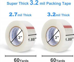 img 3 attached to 12 Rolls Heavy Duty Clear Packing Tape For Shipping, Moving, And Sealing- 3.2Mil Thickness, 1.88 Inches Width, 60 Yards Per Roll, 720 Total Yards