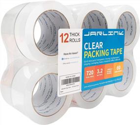 img 4 attached to 12 Rolls Heavy Duty Clear Packing Tape For Shipping, Moving, And Sealing- 3.2Mil Thickness, 1.88 Inches Width, 60 Yards Per Roll, 720 Total Yards