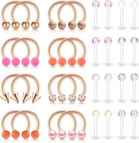 img 2 attached to Surgical Steel Tragus Earrings For Women - Stylish Tragus Piercing Jewelry Set With Horseshoe, Stud And Hoop Tragus And Helix Cartilage Designs By WillTen