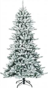 img 4 attached to Создайте зимнюю страну чудес с рождественской елкой Goplus 7Ft Snow Flocked - идеальное рождественское украшение для дома и улицы!