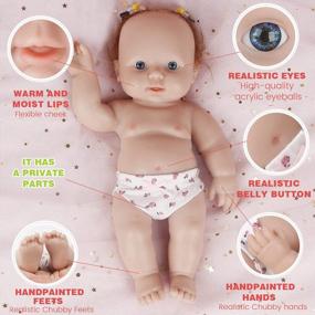 img 2 attached to IVITA 12 Inch Full Silicone Baby Doll With Realistic Hair, Newborn Girl Lifelike Doll.