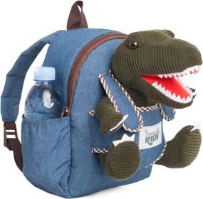 img 4 attached to Naturally KIDS Small Dinosaur Backpack - Best Dinosaur Toy for Kids 3-5 - Premium Toddler Backpack with 🦖 Stuffed Animal - Perfect Gifts for 3 Year Old Boy - Green T Rex Design with Pockets & Reflective Logo