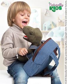 img 2 attached to Природная детская маленькая рюкзак Динозавр - Лучшая игрушка с динозавром для детей 3-5 лет - Премиум рюкзак для малышей с 🦖 мягкой игрушкой - Идеальный подарок для трехлетнего мальчика - Зеленый дизайн Ти-Рекса с карманами и отражающимся логотипом