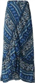 img 4 attached to Women'S High Waist Long Boho Print Skirt Gypsy Dress Bohemian Side Wrap Split Ruffled Asymmetric Hem Maxi Skirt,One Size