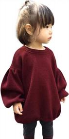 img 4 attached to Soft And Comfy Knit Sweater With Loose Long Sleeves For Baby Girls By GRNSHTS